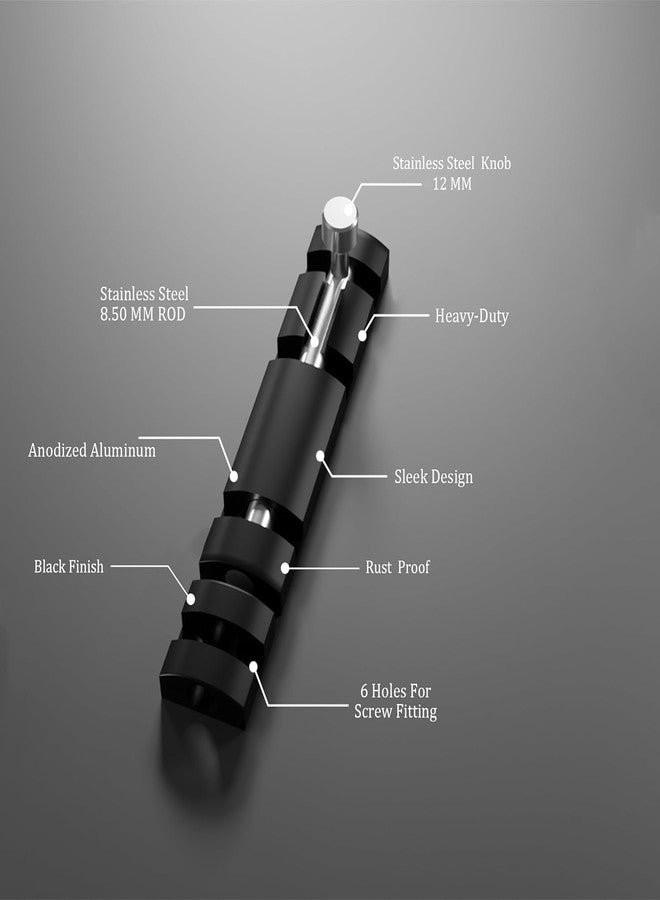 SENSI 4 Pack Premium Aluminum Tower Bolt 4 Inch | Heavy Duty Tower Bolt for Main Door, Bathroom & Bedroom | Kundi Door Latch, Chitakni for Home, Office Doors & Windows | Matt Black Finish - Image 4